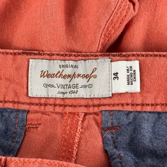 Weatherproof Vintage Salmon Men's 34 Linen Blend Shorts Beach Vacation Summer - Picture 5 of 10